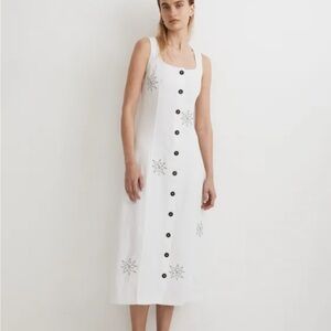 Madewell Button-Front Midi Dress in 100% Linen nwot!